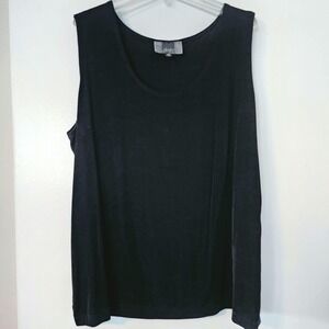 Slinky Brand Vintage Black Tank Top Sleeveless Scoop Neck Plus Size 1X USA Made